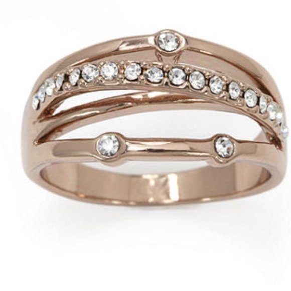 Sparkle Allure Rose Gold and Crystal Cocktail Ring 7 8 9 NIB - Picture 7 of 16